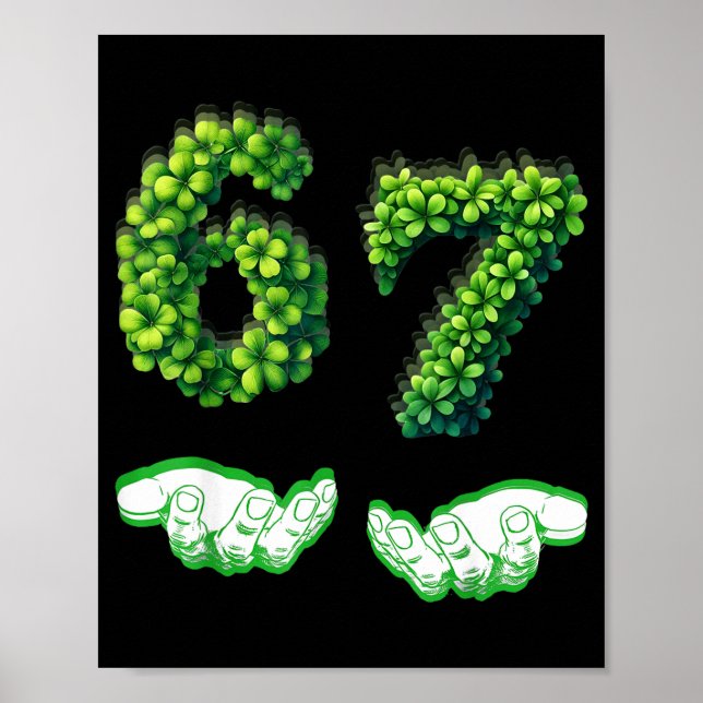 Lycklig 67 Klöver Nummer Rollig Grön Shamrock St P Poster (Framsidan)