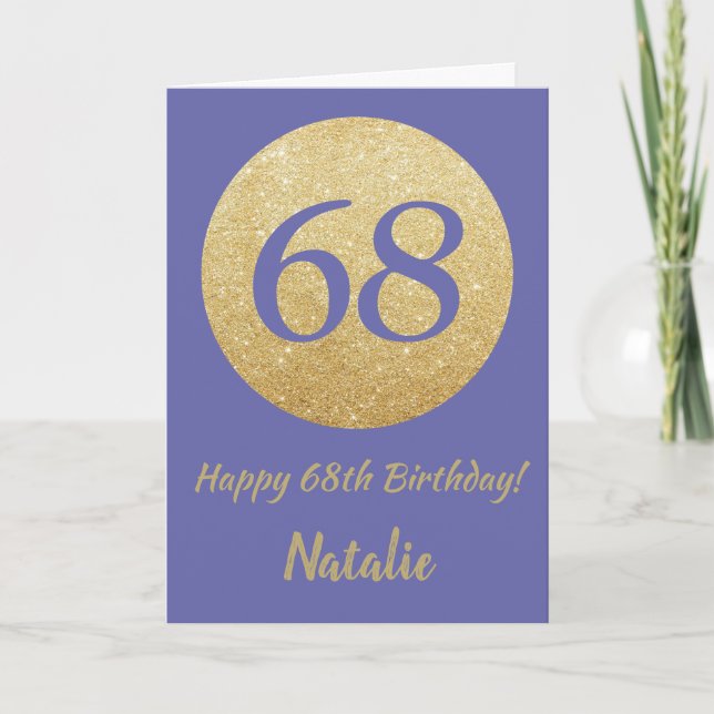 Lycklig 68:e födelsedagen och Guld Glitter Kort (Framsida)