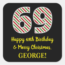 Lycklig 69:e födelsedagen och God jul, anpassat na