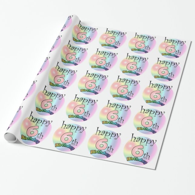 Lycklig 6e födelsedag (rosa) presentpapper (Utrullad)