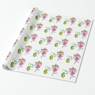 Lycklig 6efödelsedagflicka (den rosa princessfen) presentpapper