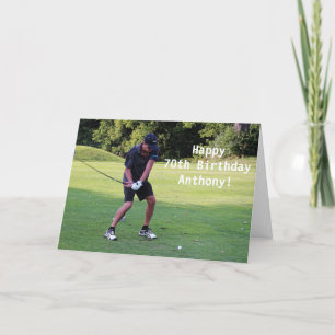 Lycklig 70:e födelsedag Golfer Sports Photo Tack Kort