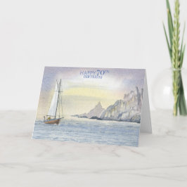 Lycklig 70: e födelsedag - havets vattenfärgkort kort