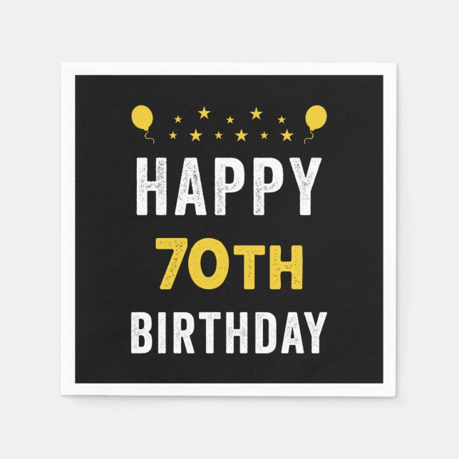 Lycklig 70:e födelsedag Septuagenarian Firande Pappersservett (Framsidan)