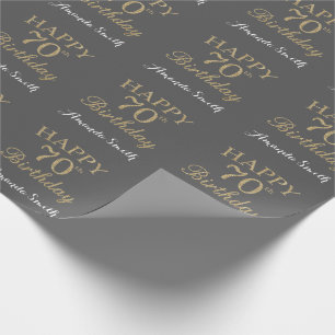 Lycklig 70:e födelsedagen Guld Glitter och Grått Presentpapper