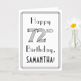 Lycklig 72:a födelsedagen, Art Deco Stil w/ anpass Kort