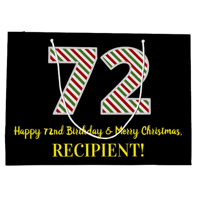 Lycklig 72:a födelsedagen och God jul, eget namn (Baksidan)