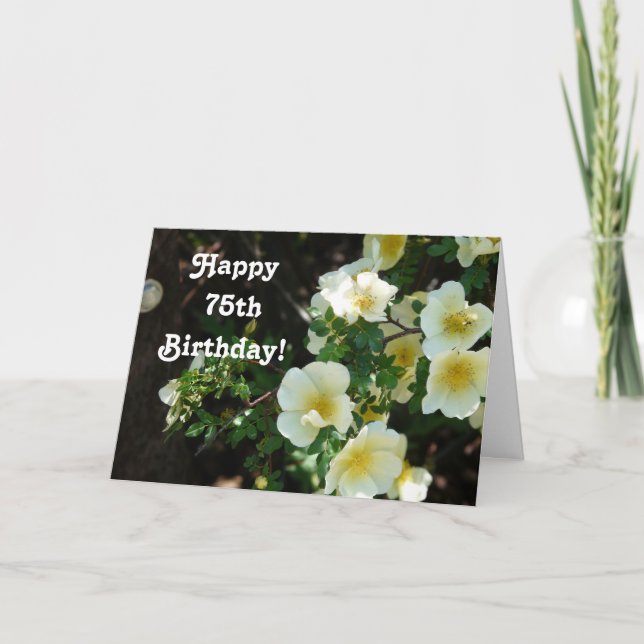 Lycklig 75:e (ålder här) Födelsedag Blommigt Kort (Framsida)