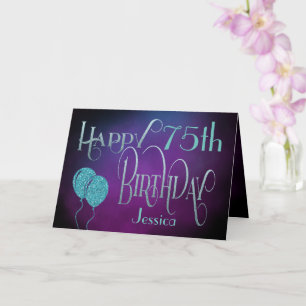Lycklig 75:e Namn Lila Teal Mystical Birthday Kort