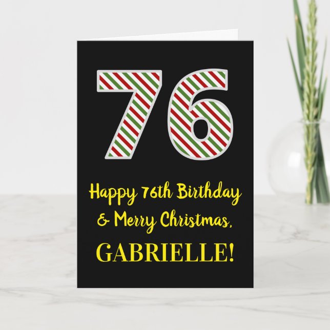 Lycklig 76:e födelsedagen och God jul, eget namn Kort (Framsida)