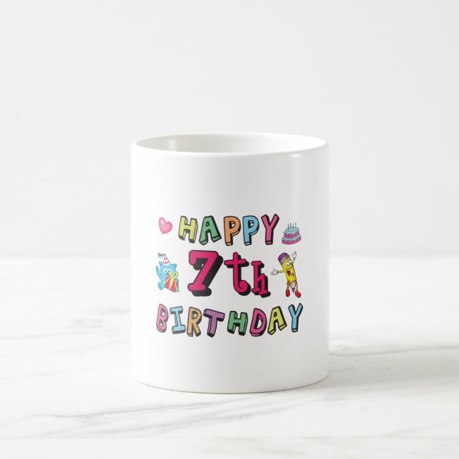 Lycklig 7:e 7-årsjubileum önskemål kaffemugg (Center)
