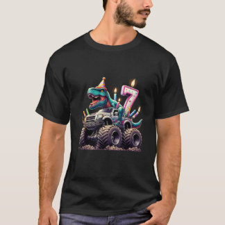 Lycklig 7:e Birthday I är 7 Lättnodur T Rex Mons Shirt