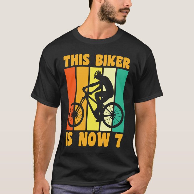 Lycklig 7:e-födelsedag 7 år gammal cykling Biking  T Shirt (Framsida)