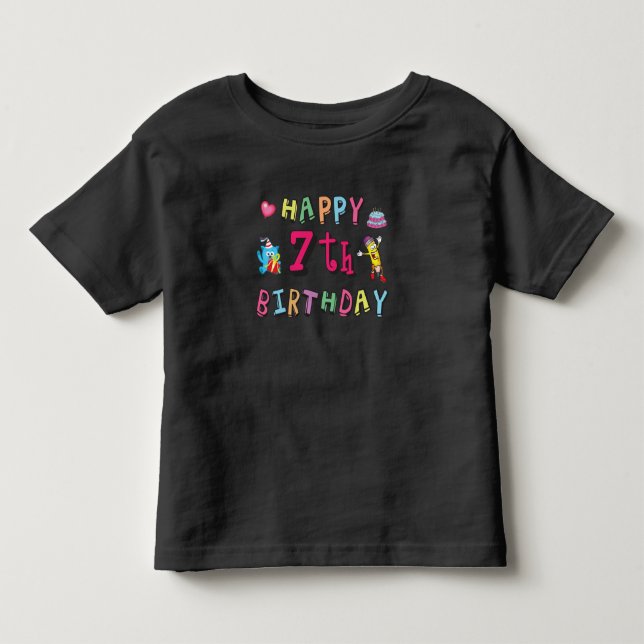 Lycklig 7:e födelsedag. 7 år gammal. t shirt (Framsida)