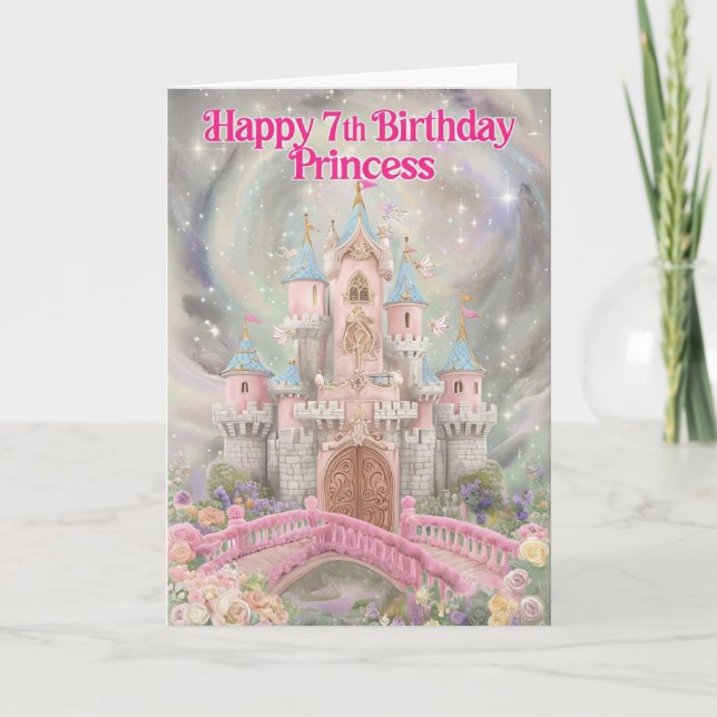 Lycklig 7:e födelsedagskort kort (Framsida)