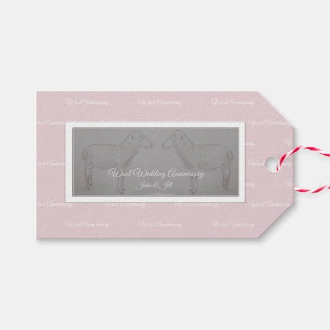 Lycklig 7:e Ylle Heart-årsdagen Märkre Presentetikett (Framsidan (Horizontal))