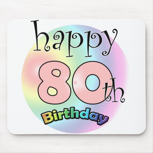 Lycklig 80-årsdag (roze) musmatta (Framsidan)