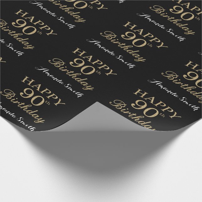 Lycklig 80:e födelsedag Guld Glitter Wrapping Papp Presentpapper (Hörn)