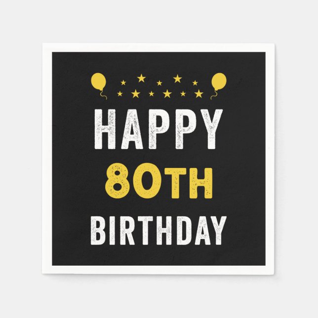 Lycklig 80:e födelsedag Octogenarian Firande Party Pappersservett (Framsidan)