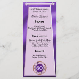 Lycklig 80:e födelsedagen Lila Glitter Foil Menu Meny