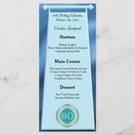 Lycklig 80:e födelsedagen Teal Blue Glitter Foil Meny
