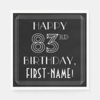 LYCKLIG 83RD BIRTHDAY; Art Deco Stil; anpassat nam