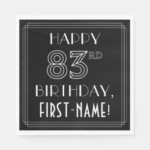 LYCKLIG 83RD BIRTHDAY; Art Deco Stil; anpassat nam Pappersservett