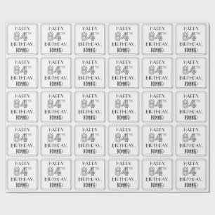 LYCKLIG 84:E BIRTHDAY; Art Deco Stil; eget namn Presentpapper