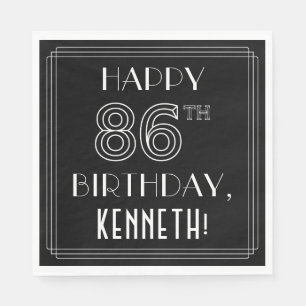 LYCKLIG 86:E BIRTHDAY; Art Deco Stil; anpassat nam Pappersservett