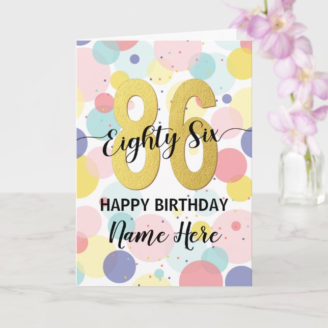 Lycklig 86:e födelsedagen Pastel Rainbow Guld Woma Kort (Orkide)