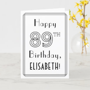 Lycklig 89:e födelsedagen, Art Deco Stil w/ eget n Kort