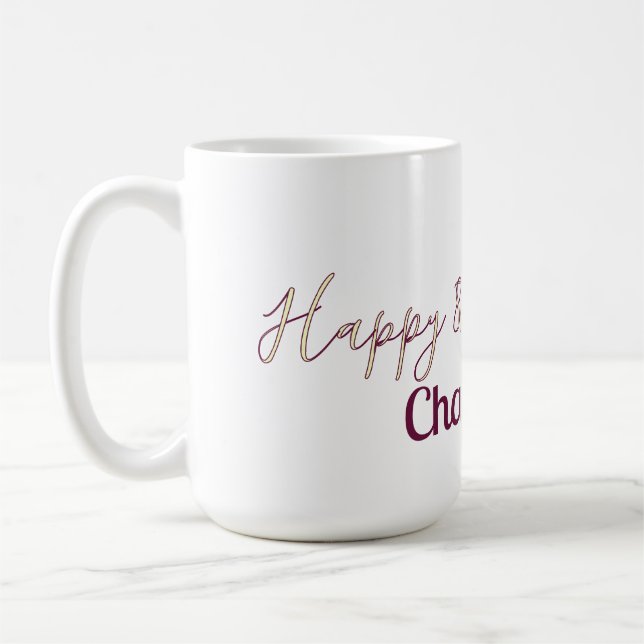 lycklig 8-årsdag gul maron namn datum retro mo kaffemugg (Vänster)