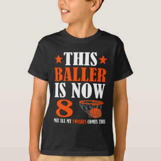 Lycklig 8:e födelsedag 8 år gammal bysketbyll 8:e t shirt
