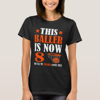 Lycklig 8:e födelsedag 8 år gammal bysketbyll 8:e t shirt