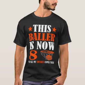 Lycklig 8:e födelsedag 8 år gammal bysketbyll 8:e t shirt