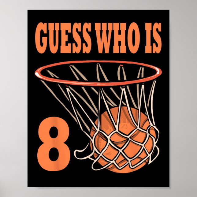 Lycklig 8:e födelsedag 8:e året gammal basket 8:e  poster (Framsidan)