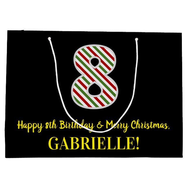 Lycklig 8:e födelsedag och God jul, eget namn (Baksidan)