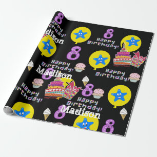 Lycklig 8:e födelsedag Pappra ballonger #8 Presentpapper
