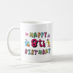 Lycklig 8:e födelsedagen. 8 år per dag. kaffemugg