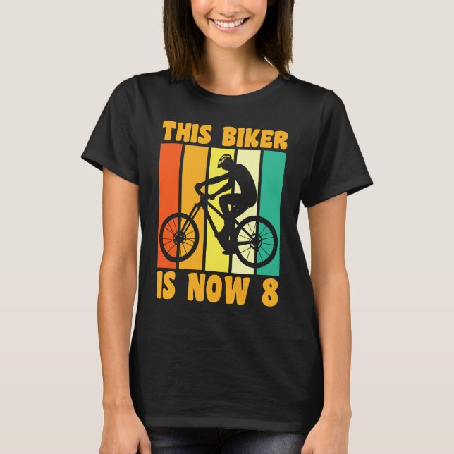 Lycklig 8:e födelsedagen 8:e året gammal cykling 8 t shirt (Framsida)