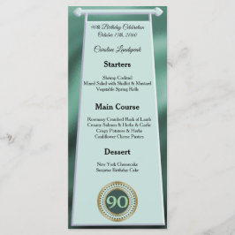 Lycklig 90:e födelsedag Grönt Glitter Foil Menu Meny