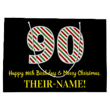 Lycklig 90:e födelsedag och God jul, anpassat namn
