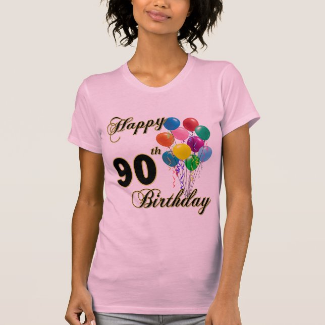 Lycklig 90:e födelsedagT-tröja T-shirt (Framsida)
