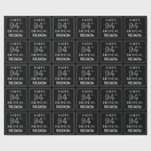 LYCKLIG 94:E BIRTHDAY; Art Deco Stil med eget namn Presentpapper