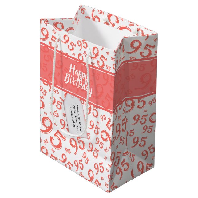 Lycklig 95:e födelsedagsnumret Mönster Coral (Framsidan Vinklad)