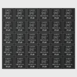 LYCKLIG 96:E BIRTHDAY; Art Deco Stil med eget namn Presentpapper