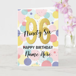 Lycklig 96:e födelsedagen Pastel Rainbow Guld Woma Kort