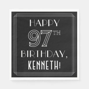 LYCKLIG 97:E BIRTHDAY; Art Deco Stil; anpassat nam Pappersservett