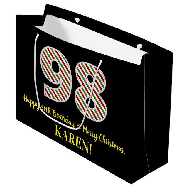 Lycklig 98:e födelsedag och God jul, eget namn (Framsidan Vinklad)