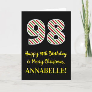 Lycklig 98:e födelsedag och God jul, eget namn Kort